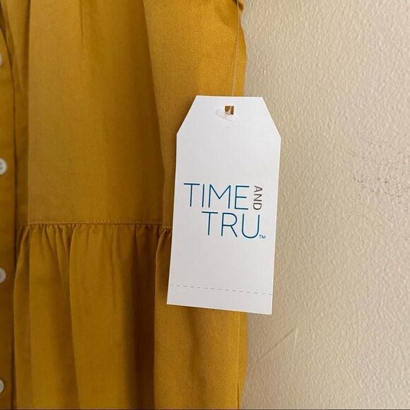 Time and Tru Tiered Peplum Mustard Top Small - Picture 4 of 9